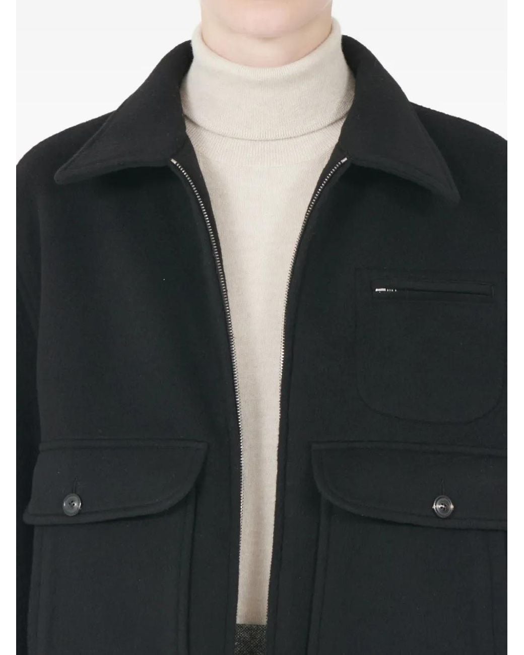 Maison Margiela Black Flap-Pocket Cashmere Wool Jacket