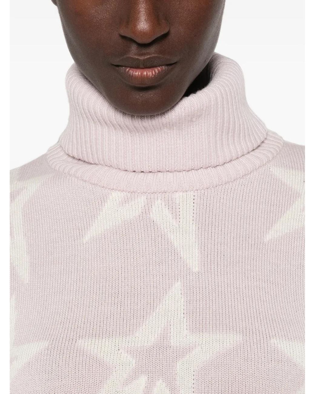 Perfect Moment White Oyster Stardust Star Intarsia Merino Wool Sweater