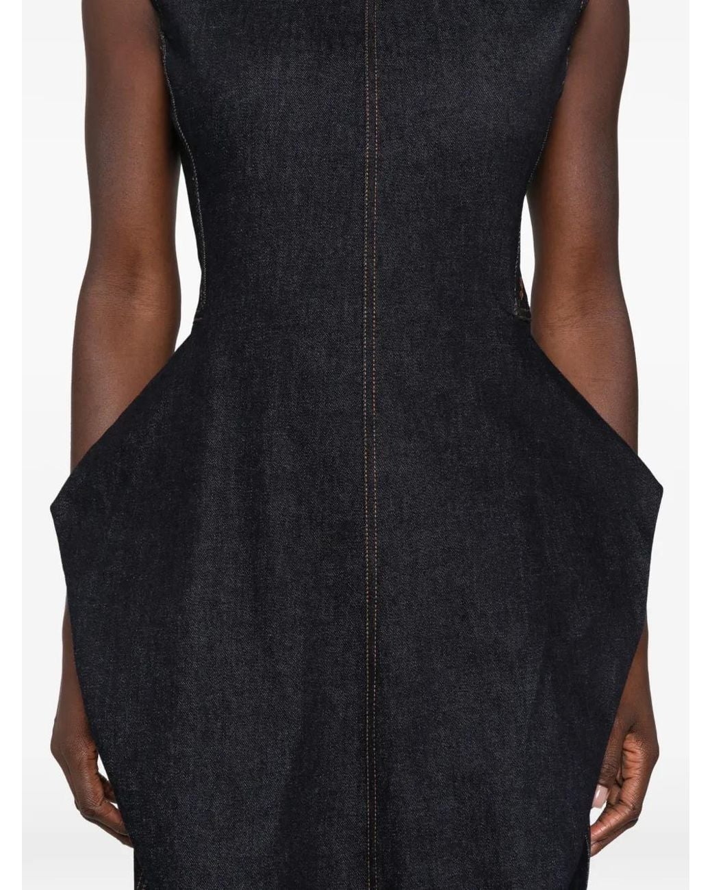 Jacquemus Black Sculptural Midi Dress With Exaggerated Side Panels