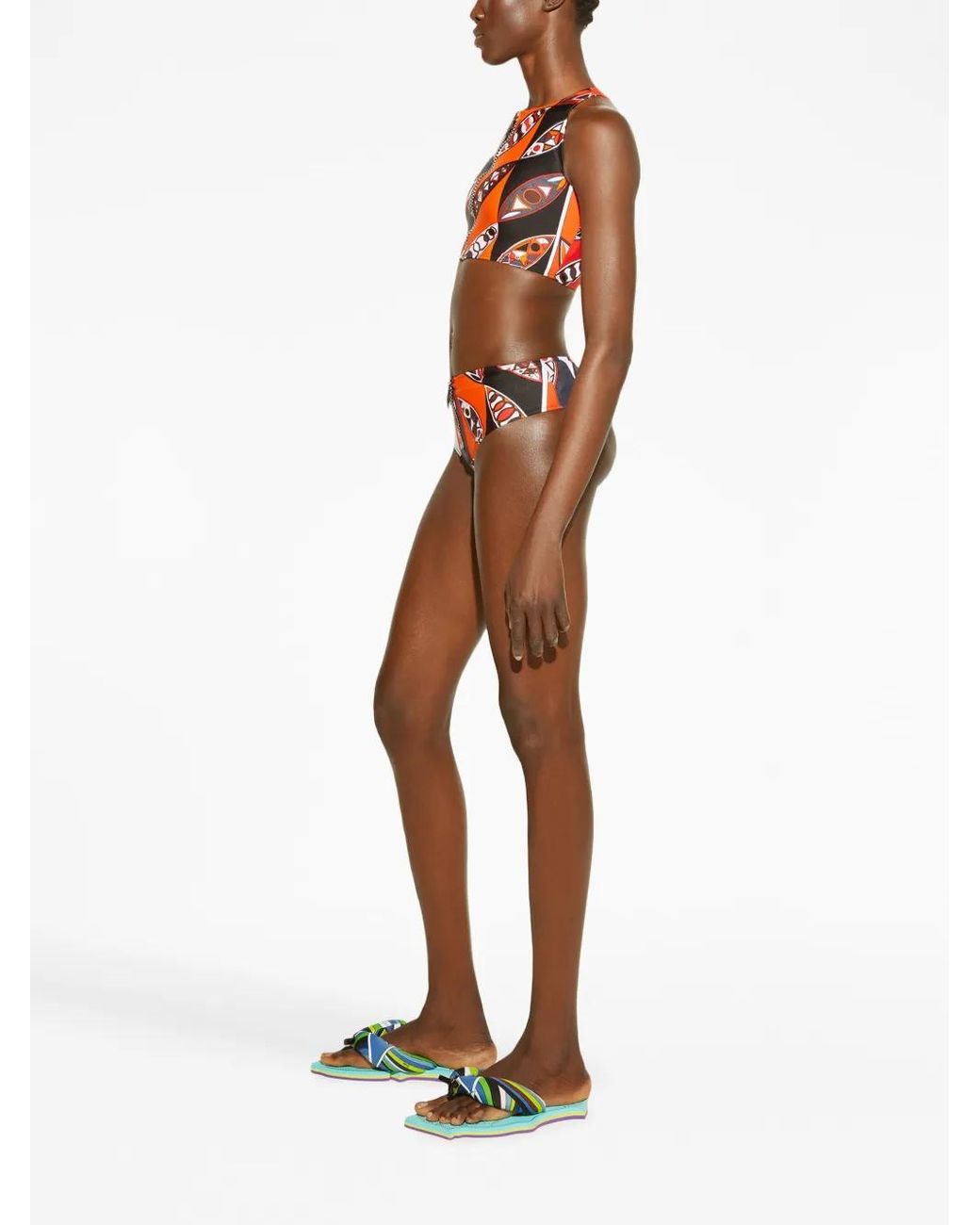 Emilio Pucci White Graphic-Print Bikini Bottoms
