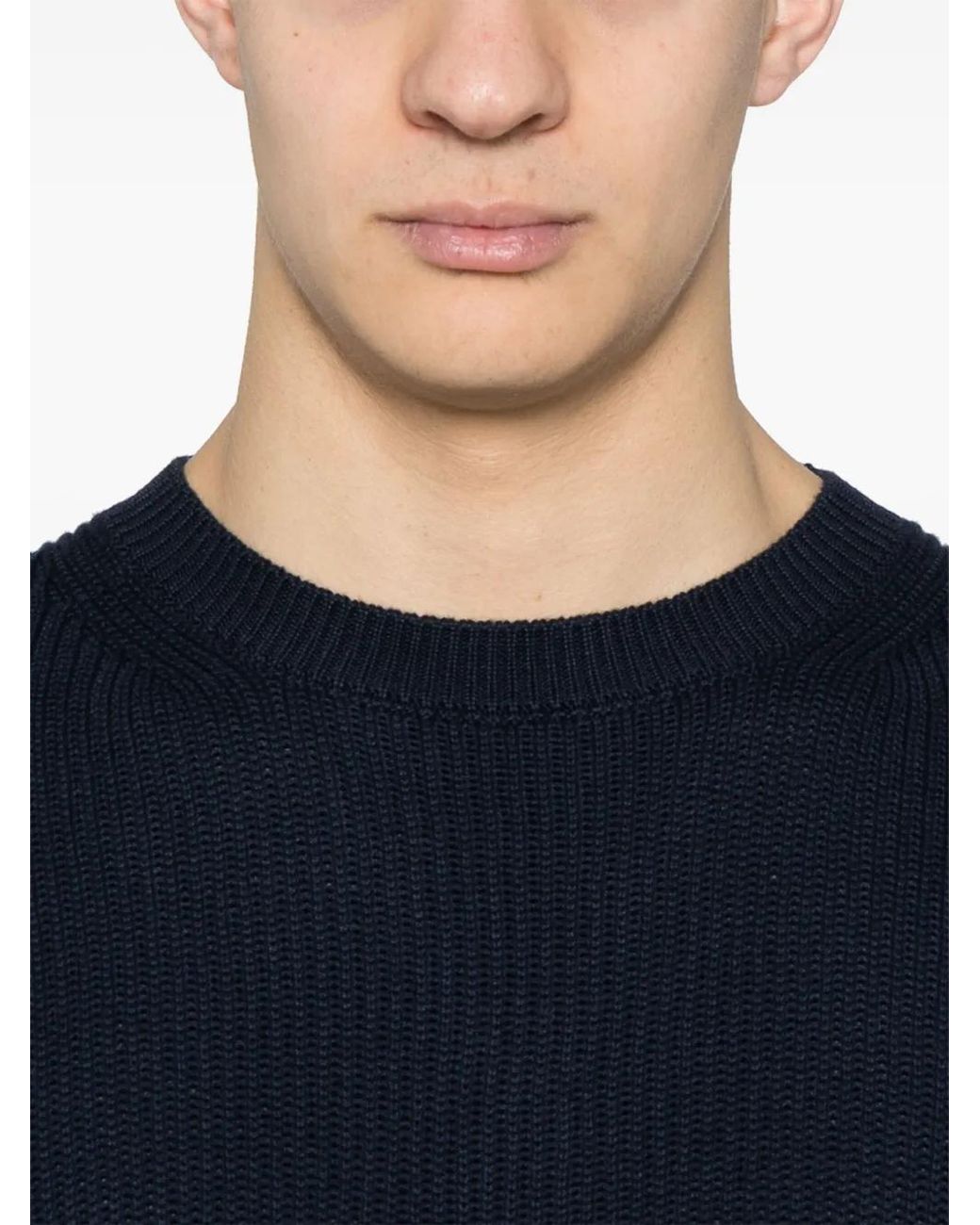 Canali Gerippter Strickpullover in Blue für Herren