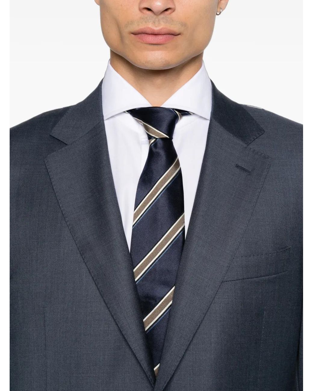 Canali Blue Single-Breasted Notched-Lapels Suit for men