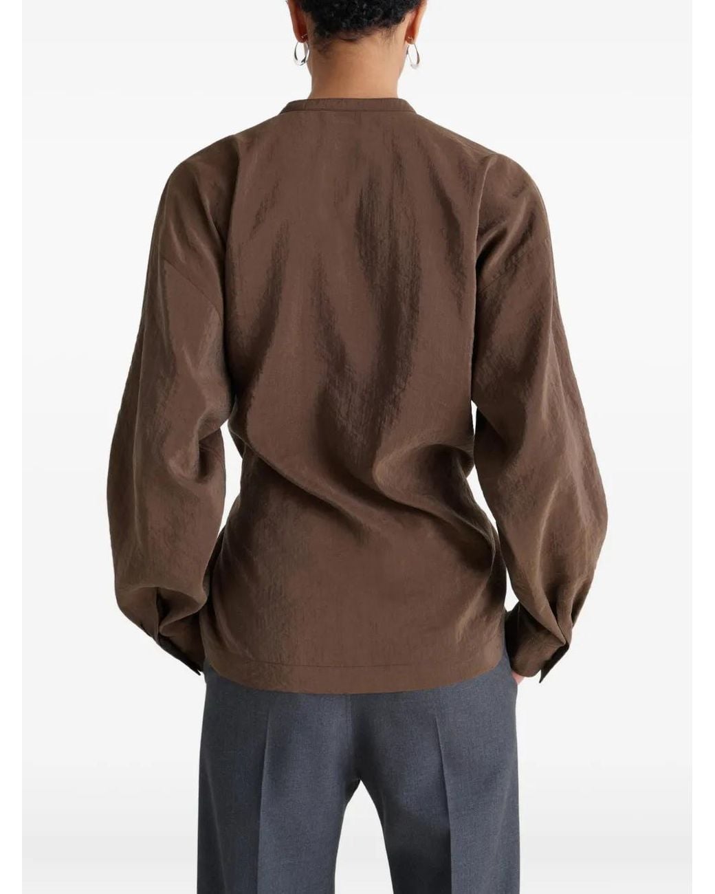 Lemaire Brown Twisted Pleat Blouse