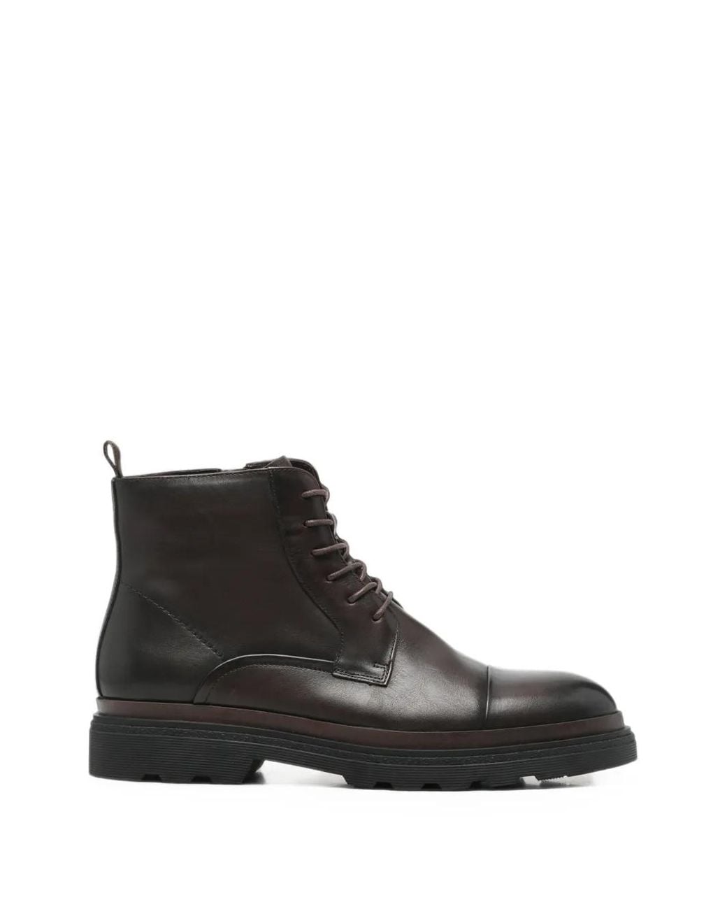 SERGIO MORETTI FIRENZE Black Lace-Up Leather Biker Boots for men