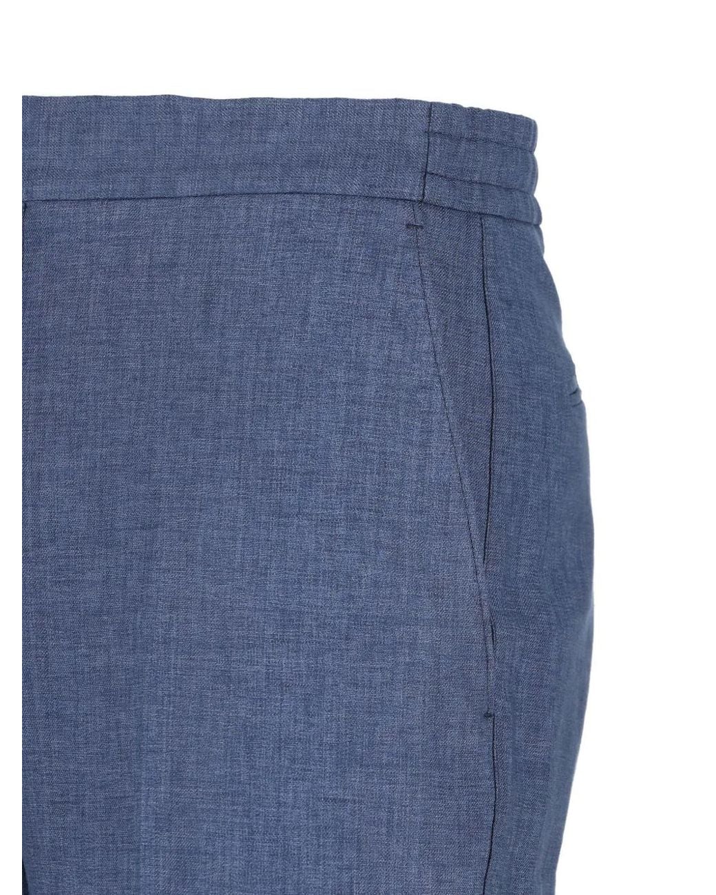 Zegna Blue Elasticated Waistband Trousers for men