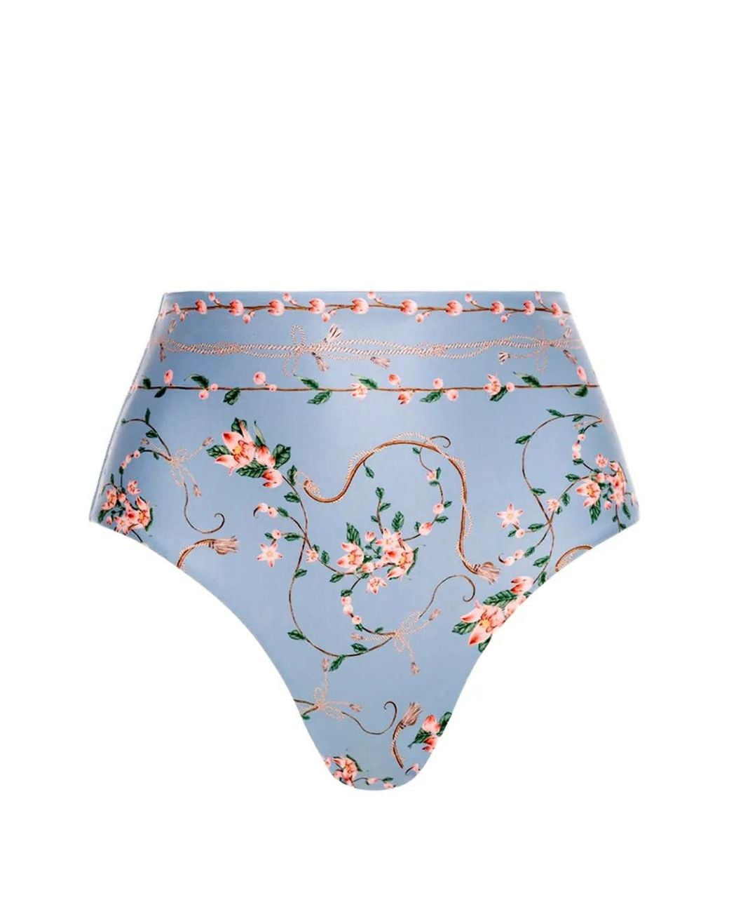 Agua Bendita Blue Navegante Floral-Print Bikini Bottoms