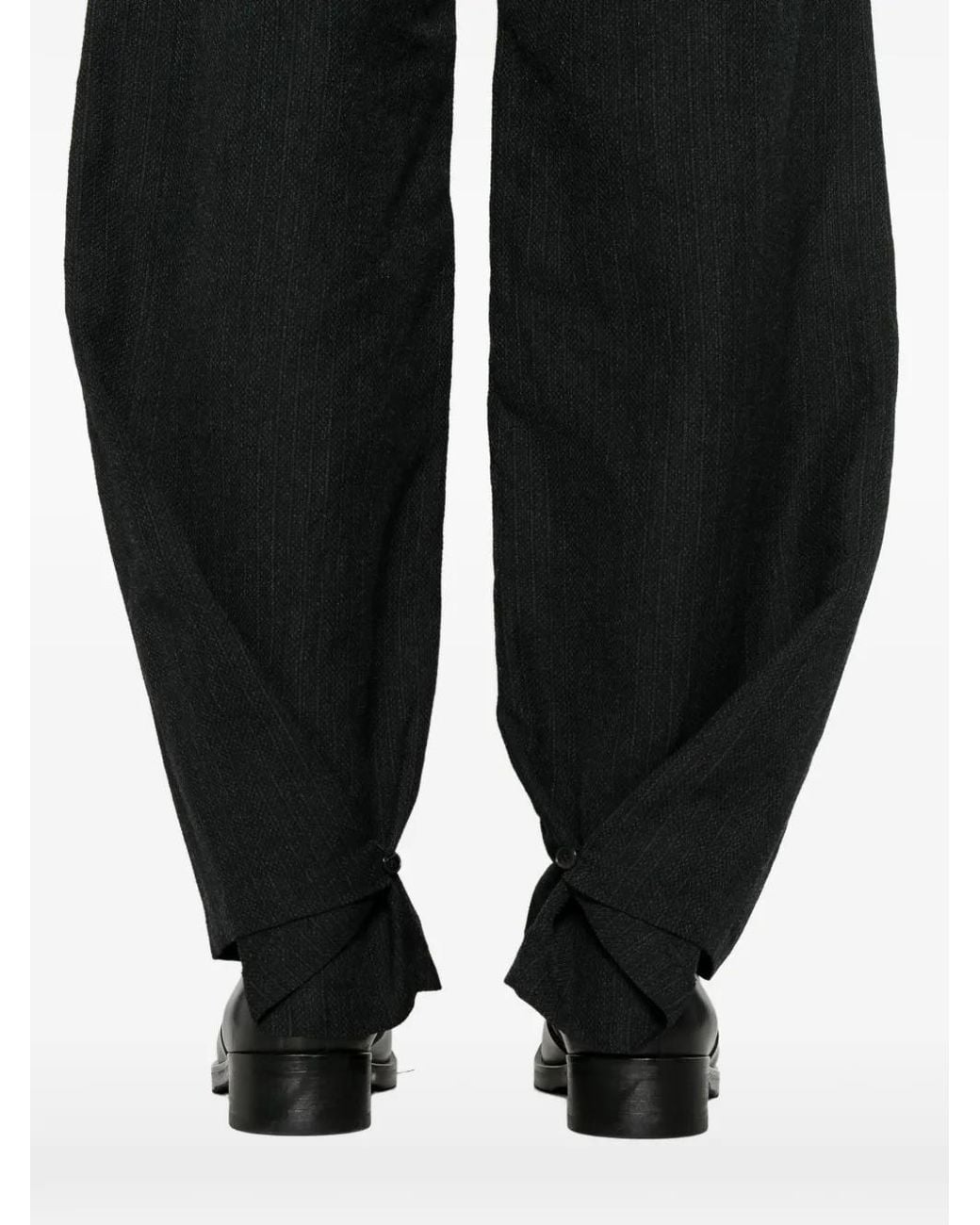 Ma+ Black Buttoned-Cuff Trousers for men