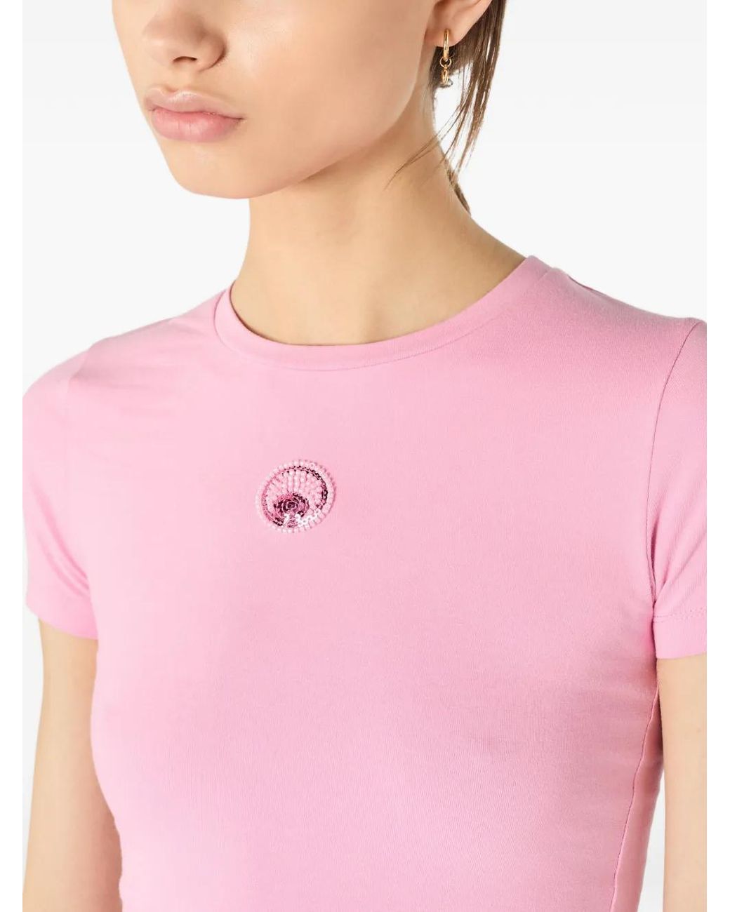 MARINE SERRE Pink Pearl Logo Baby Fit T-Shirt
