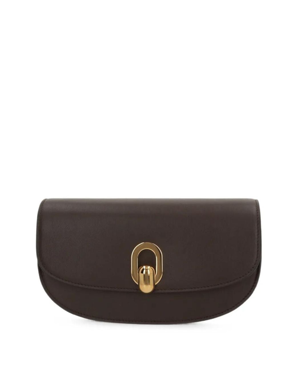 SAVETTE Brown Tondo Crescent Leather Mini Bag