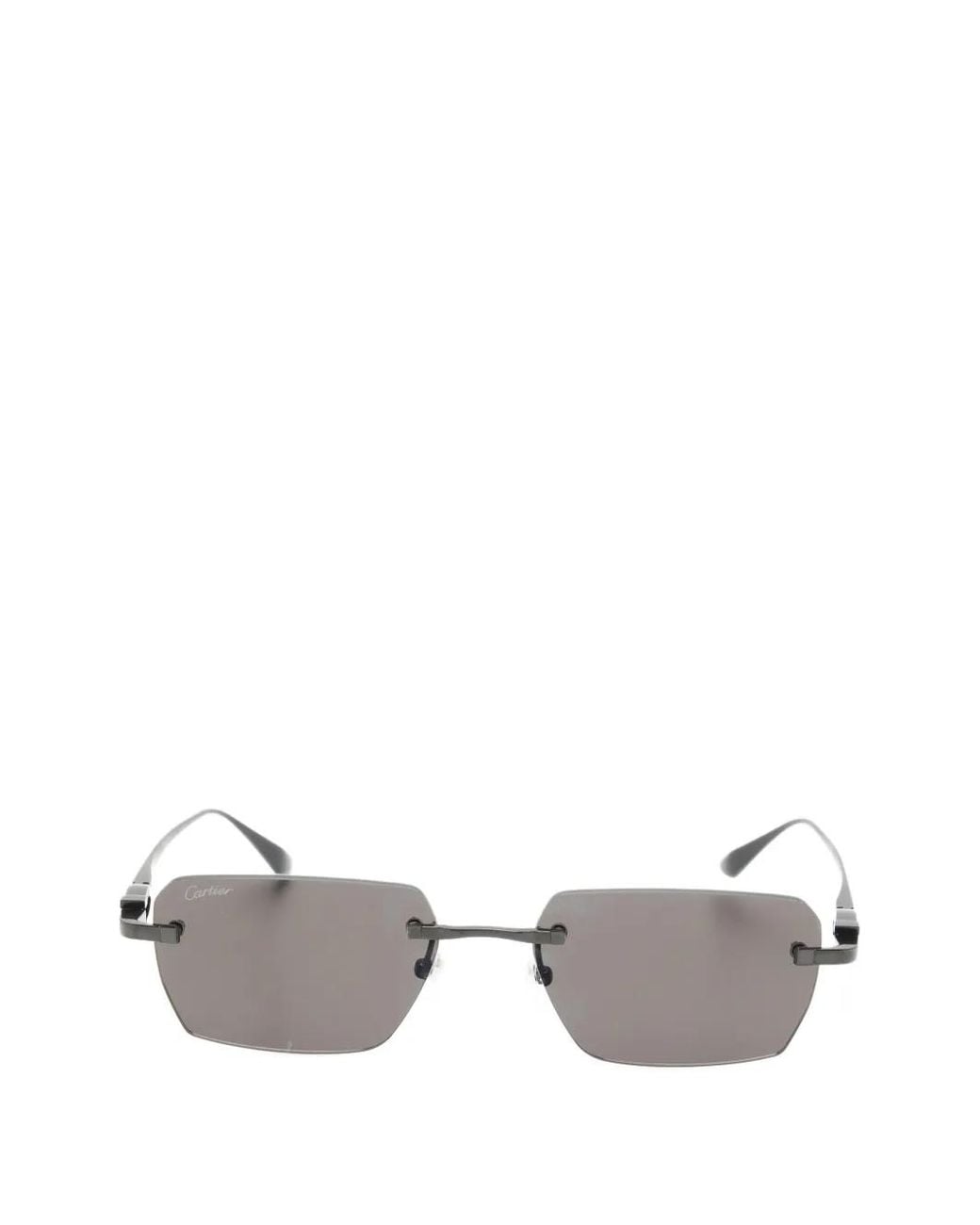 Cartier White Rimless Rectangle-Frame Sunglasses