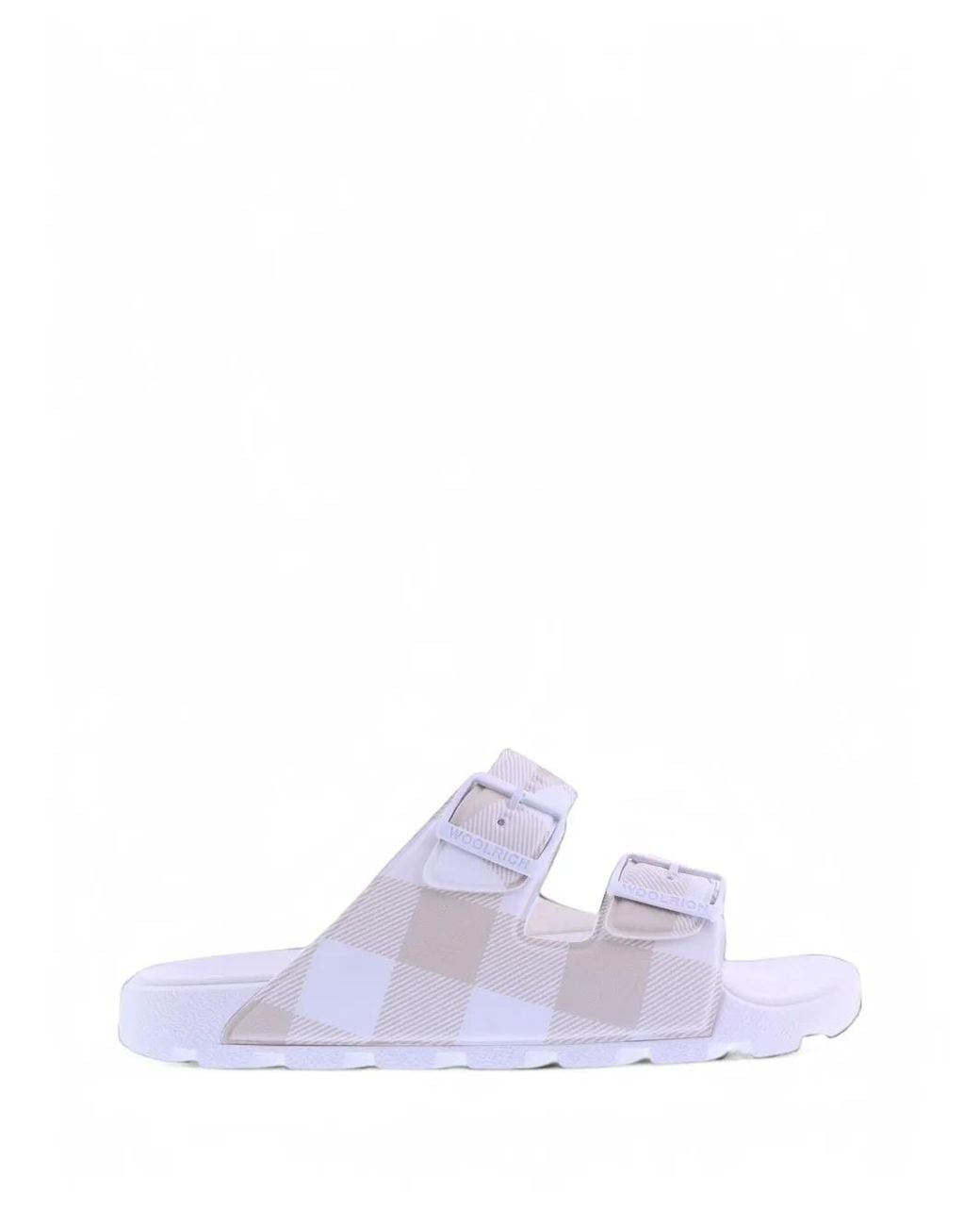 Woolrich White Check-Pattern Buckle-Fastening Slides
