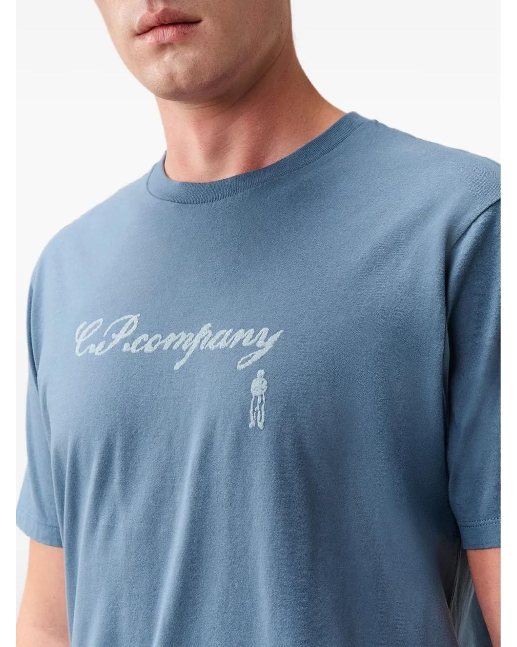 C P Company Blue 30/1 Jersey Short-Sleeve Logo T-Shirt for men