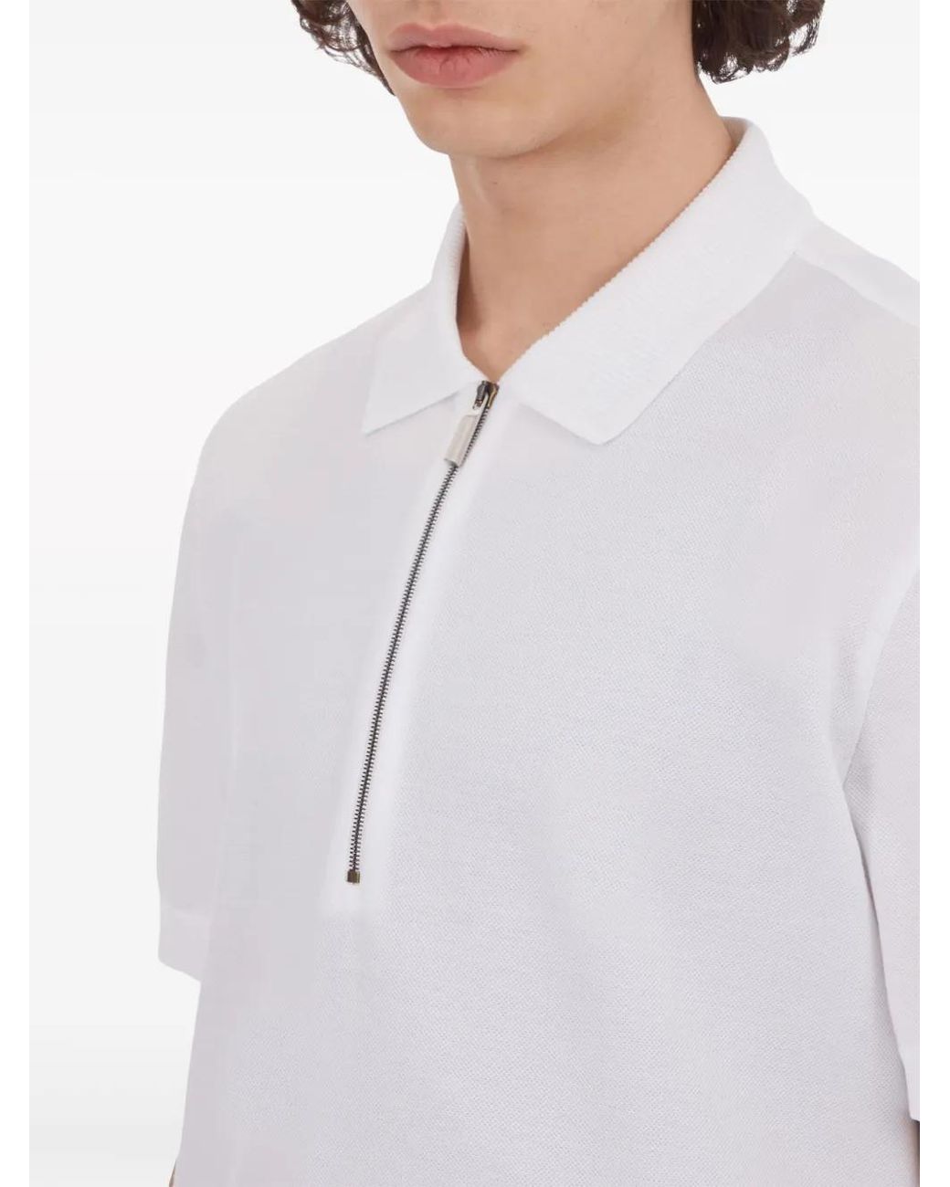 Ferragamo White Piquet Cotton Polo Shirt for men