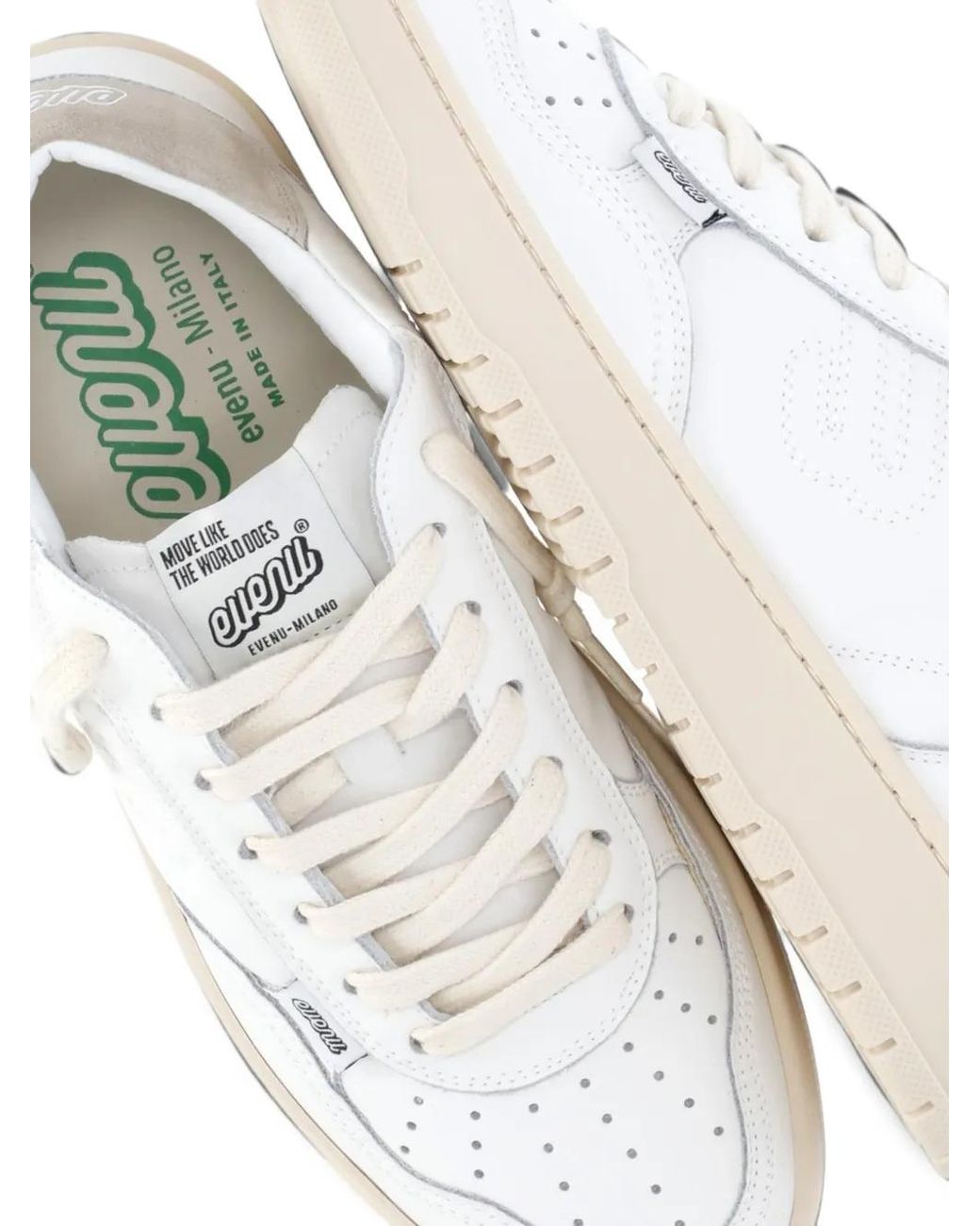 Evenuel White Perforated Panelled Sneakers
