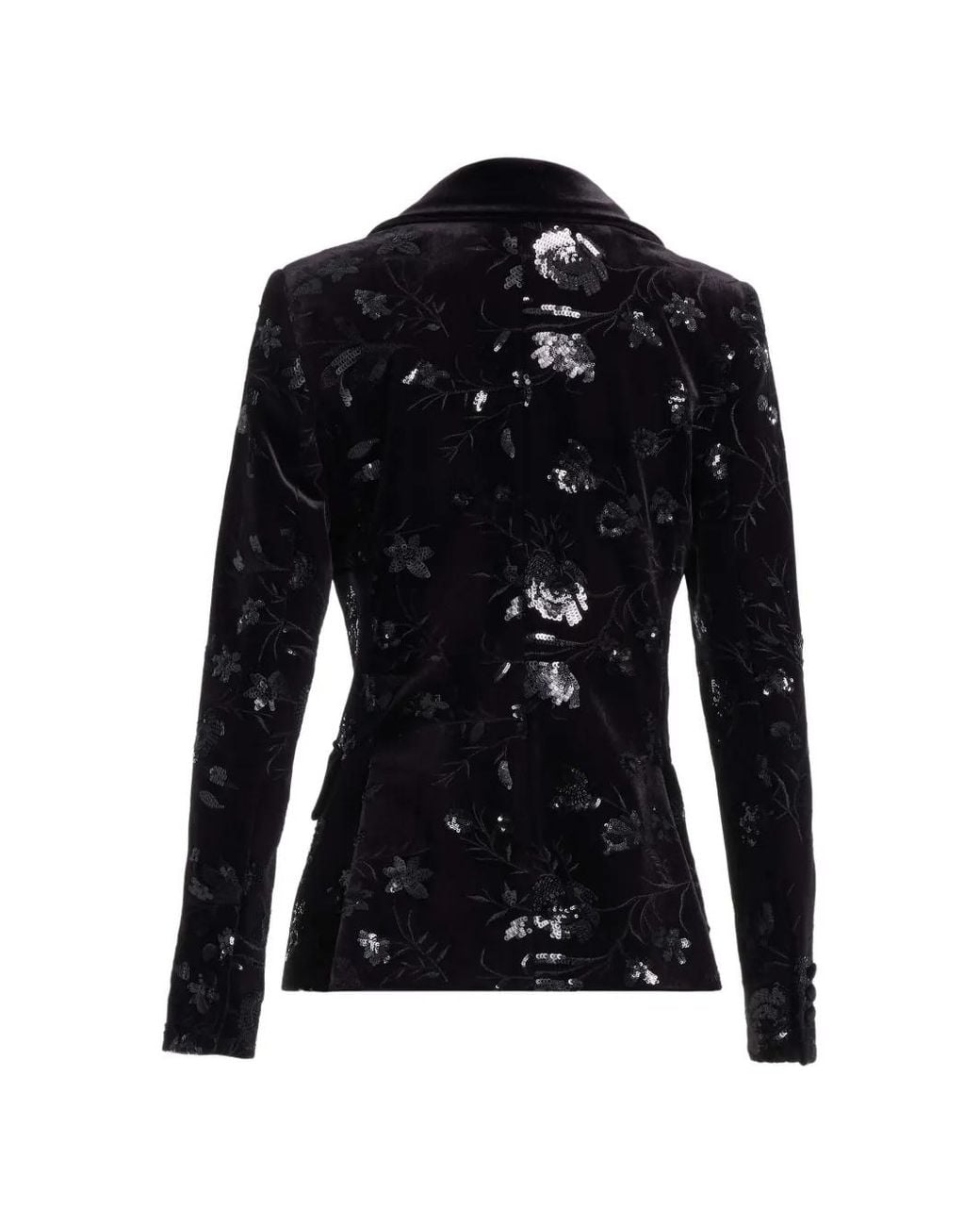 Elie Saab Black Sequin-Embellished Embroidered Blazer