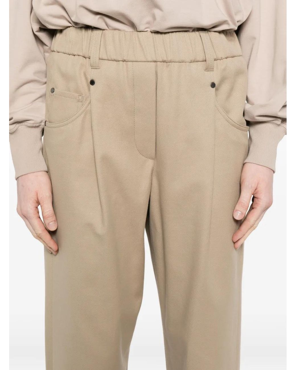 Brunello Cucinelli Natural Elasticated-Waist Trousers