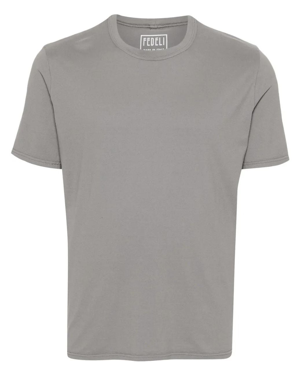 Fedeli Gray Short-Sleeve Cotton T-Shirt for men
