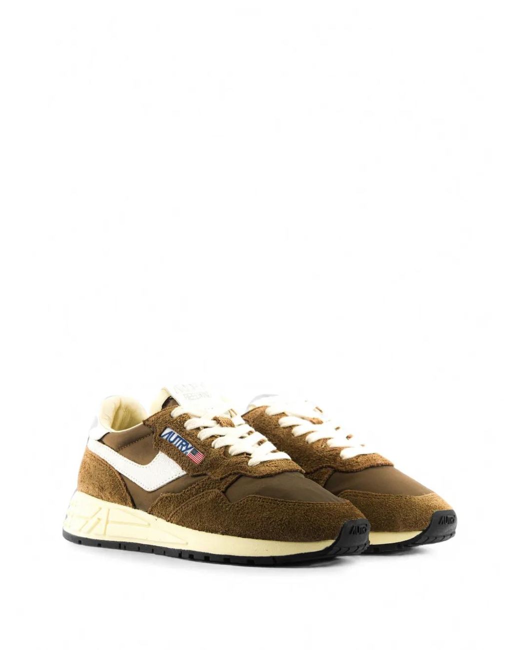 Autry Brown Reelwind Logo-Patch Low-Top Sneakers