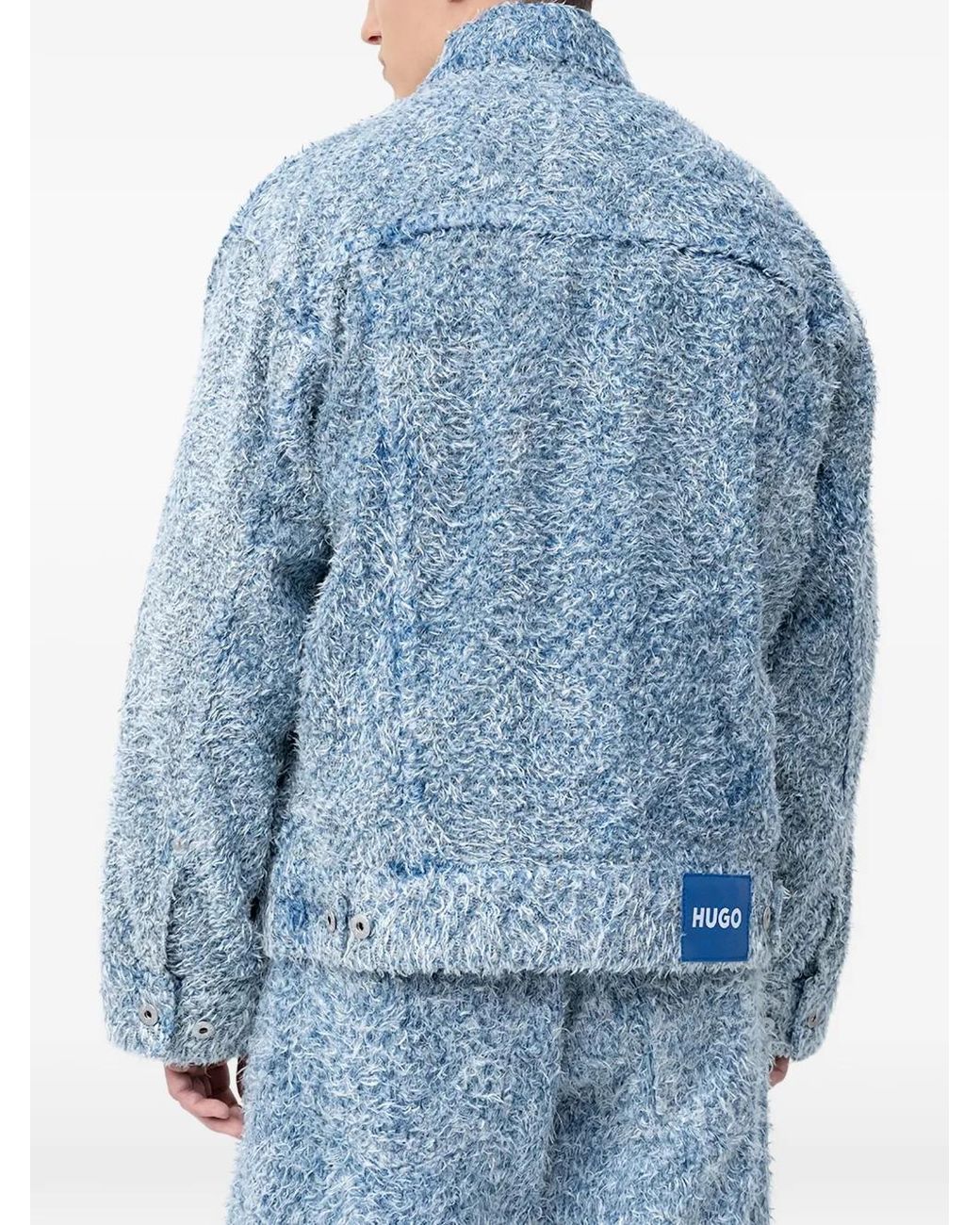 HUGO Blue Textured Denim Jacket for men