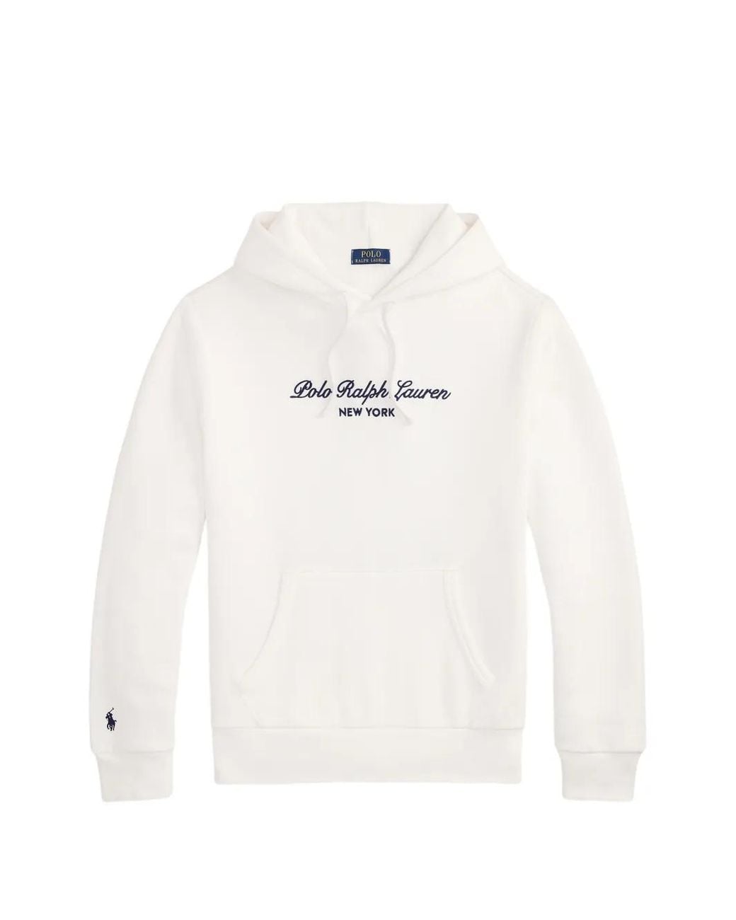 Polo Ralph Lauren White Cotton-Blend Hoodie With Contrasting Embroidered Lettering And Pony for men