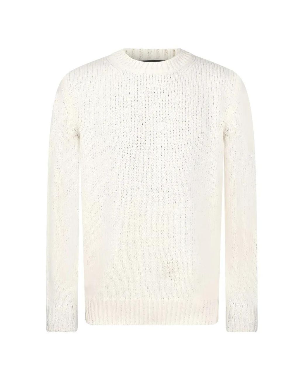 Gran Sasso White Pull En Maille Côtelée À Col Ras-De-Cou for men