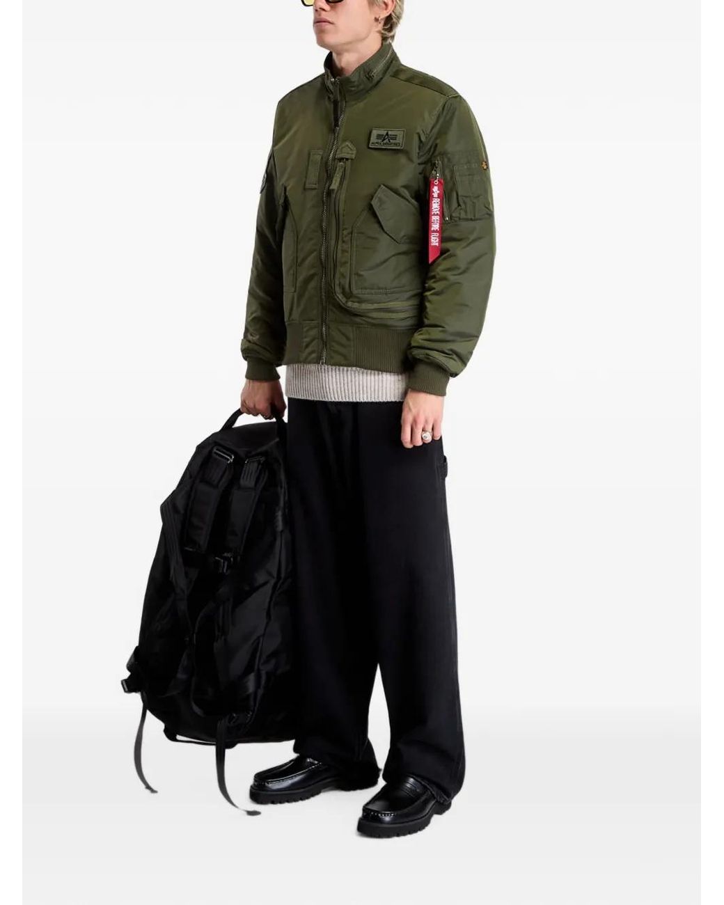 Alpha Industries Green Engine Bomber Jacket for men