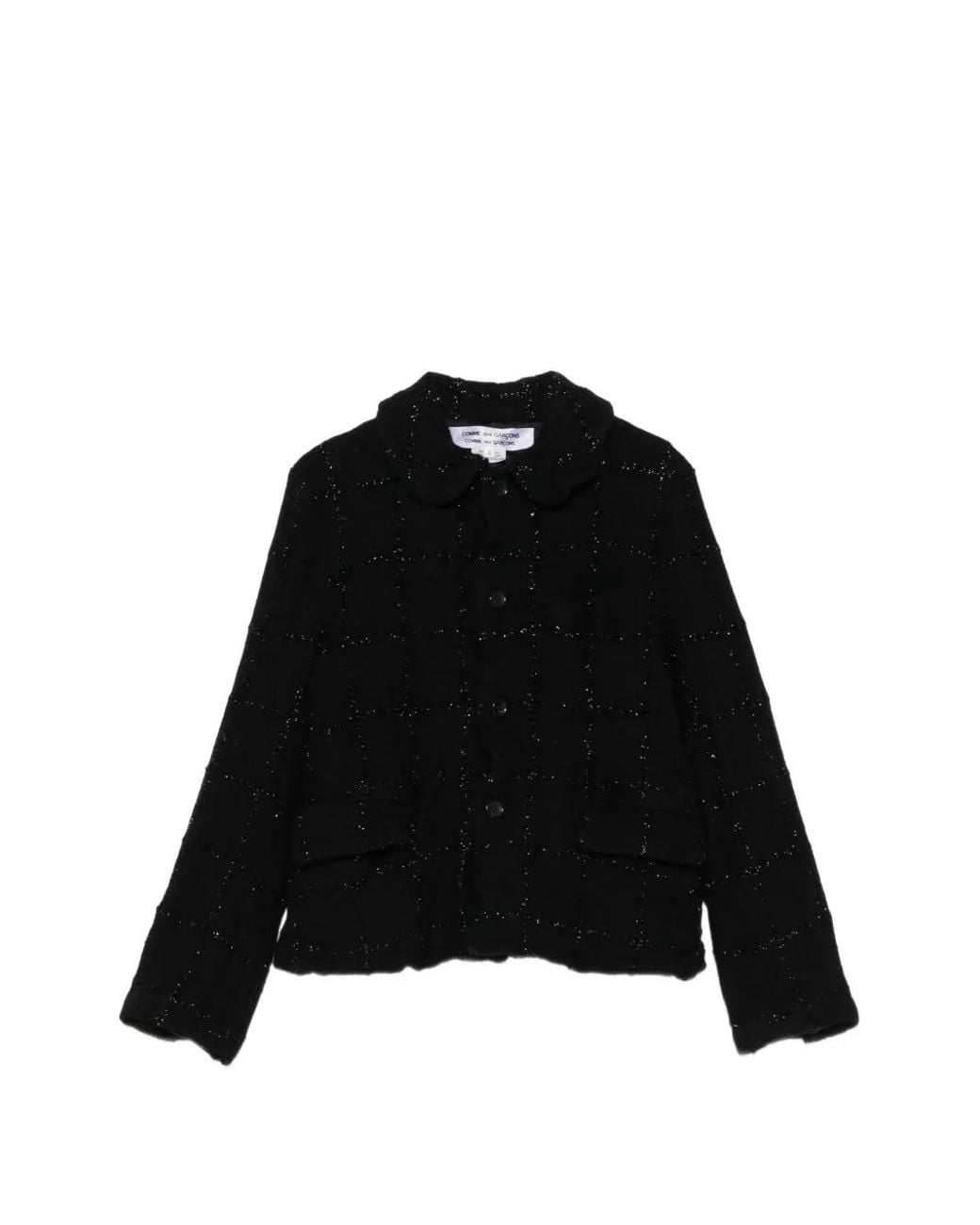 Comme des Garçons Black Check-Pattern Peter-Pan-Collar Jacket