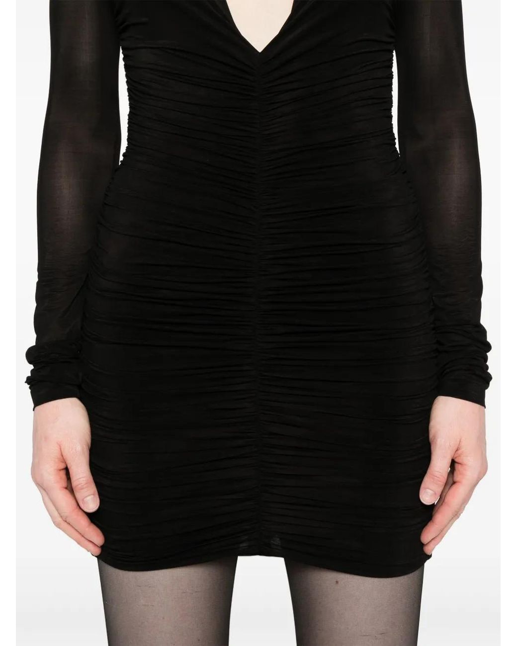 Saint Laurent Black Stylish Draped Dress For