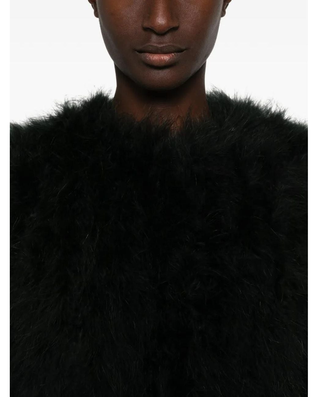 Yves Salomon Black Feather-Embellished Jacket