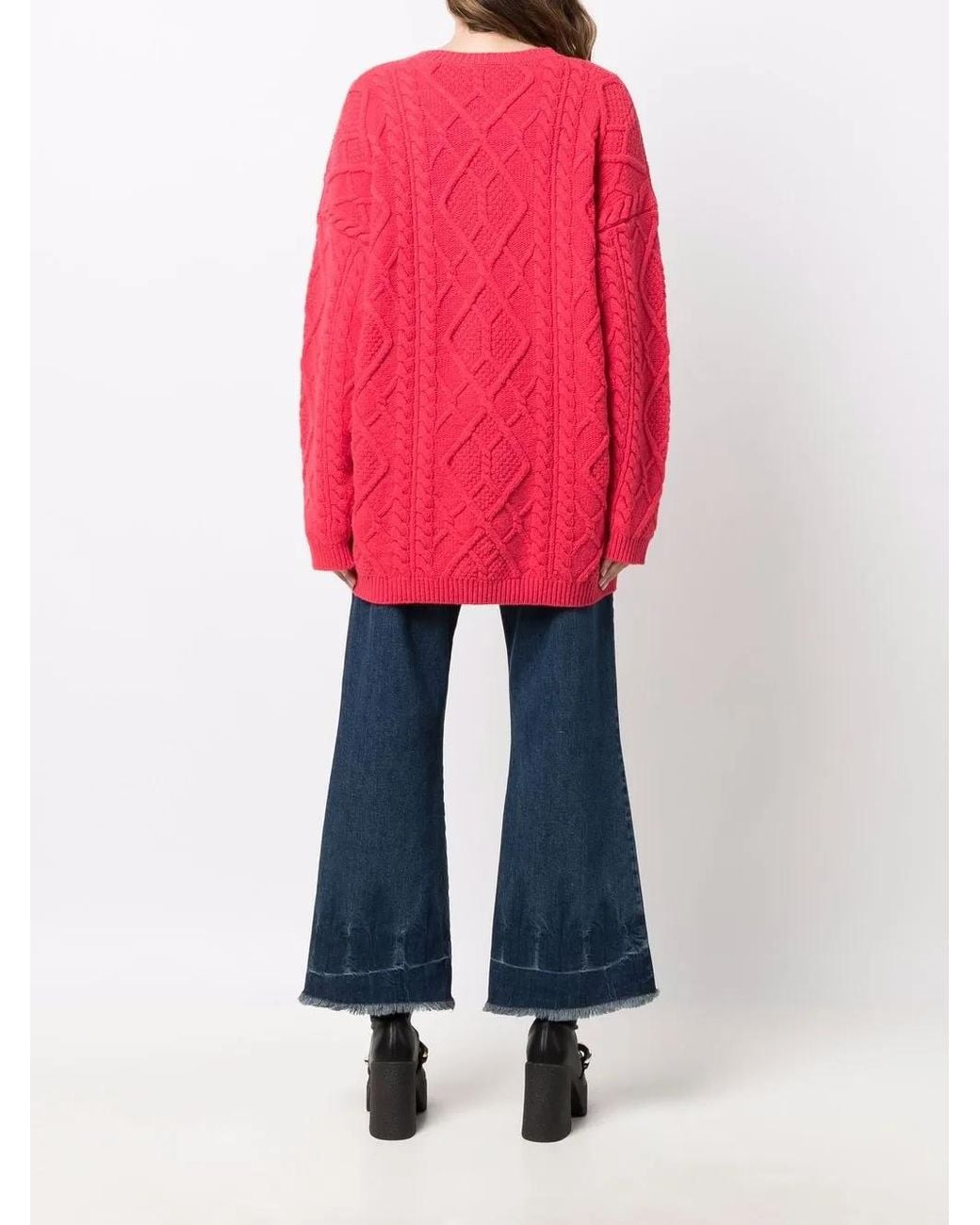 Stella McCartney Red Aran Crew Neck Jumper