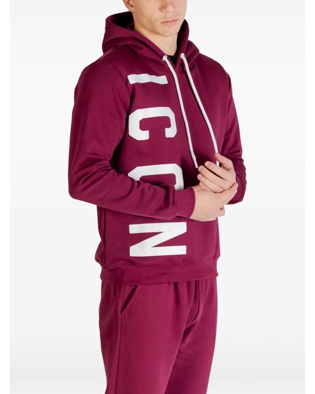 Icon Brand Red Logo-Print Hoodie for men
