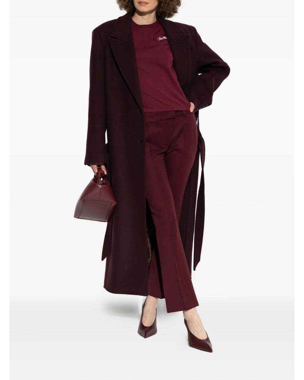 The Attico Purple Belted Wool Coat