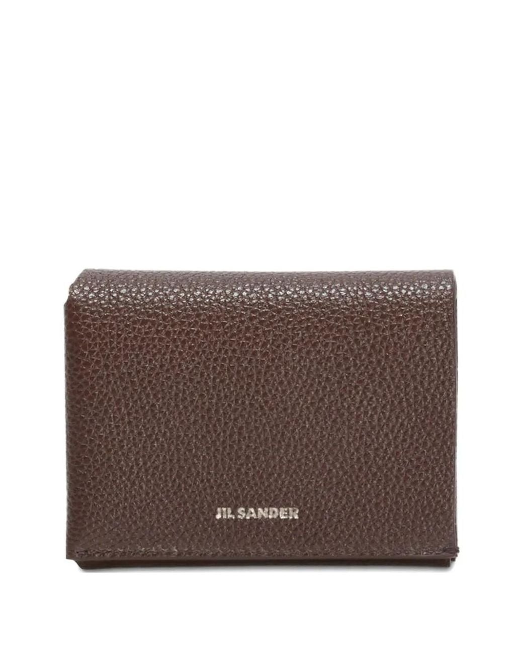 Jil Sander Brown Grained Embossed Leather Wallet for men