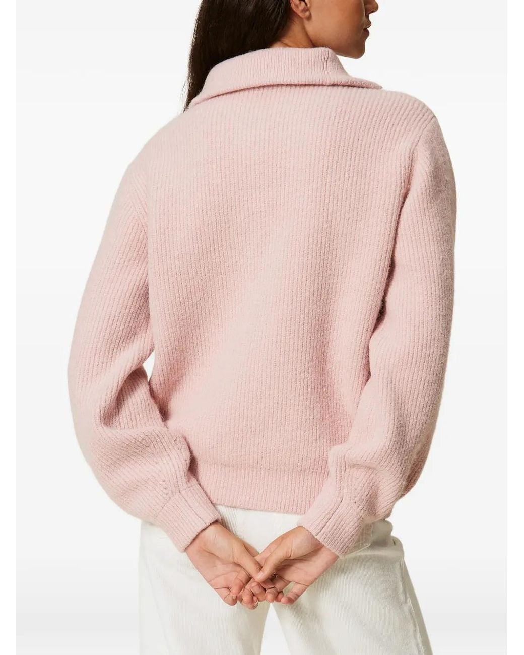Twinset Pink Zipped Turtleneck Jumper