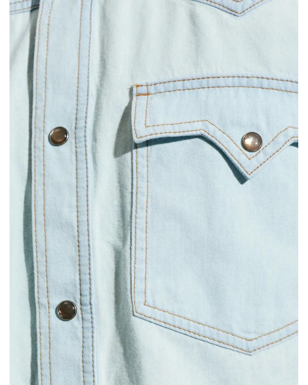 Versace Blue Western-Style Button-Down Denim Shirt for men