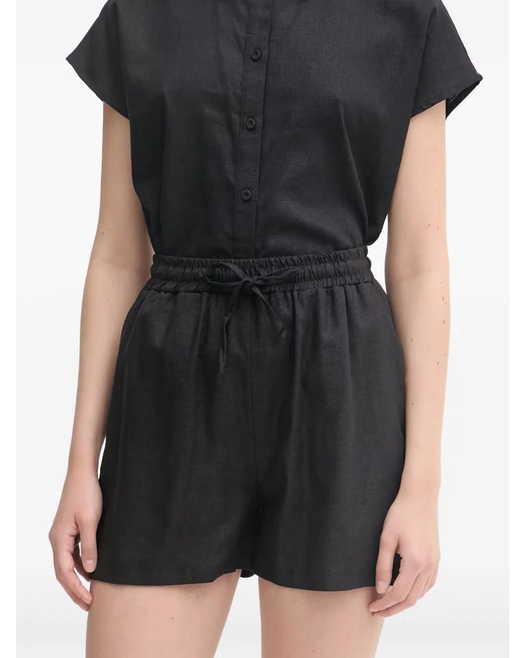 GAUDI Black Drawstring Elasticated-Waist Shorts