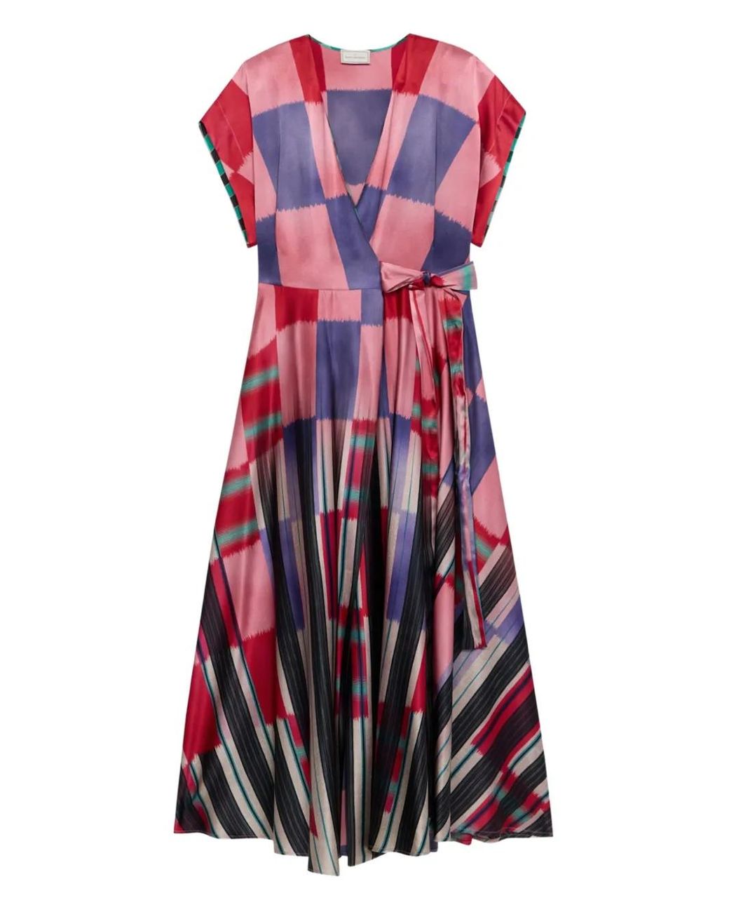 Pierre Louis Mascia Red Adana Abstract-Print Wrap Dress