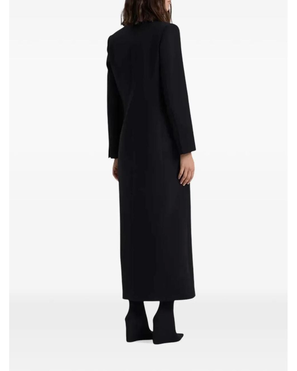 Raquel Diniz Black Elena Double-Breasted Peaked-Lapels Coat
