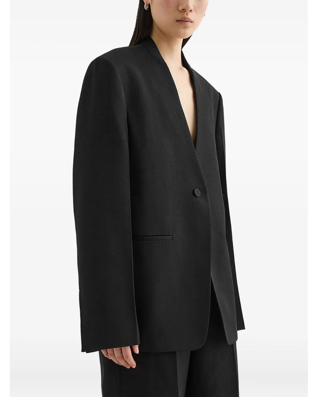 Jil Sander Black No-Lapel Blazer