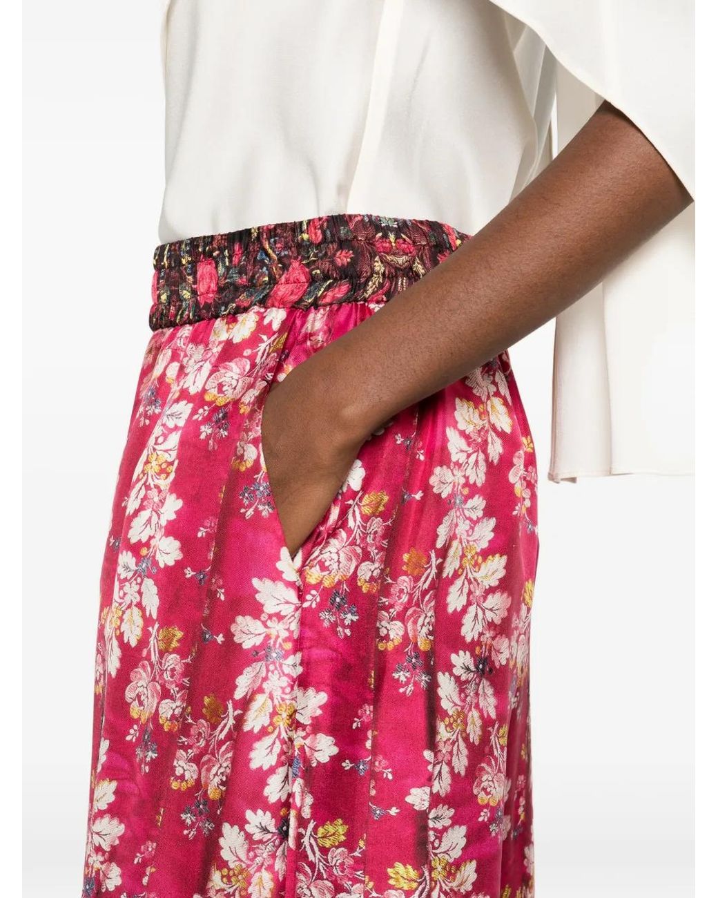 Pierre Louis Mascia Pink Flora-Print Palazzo Pants