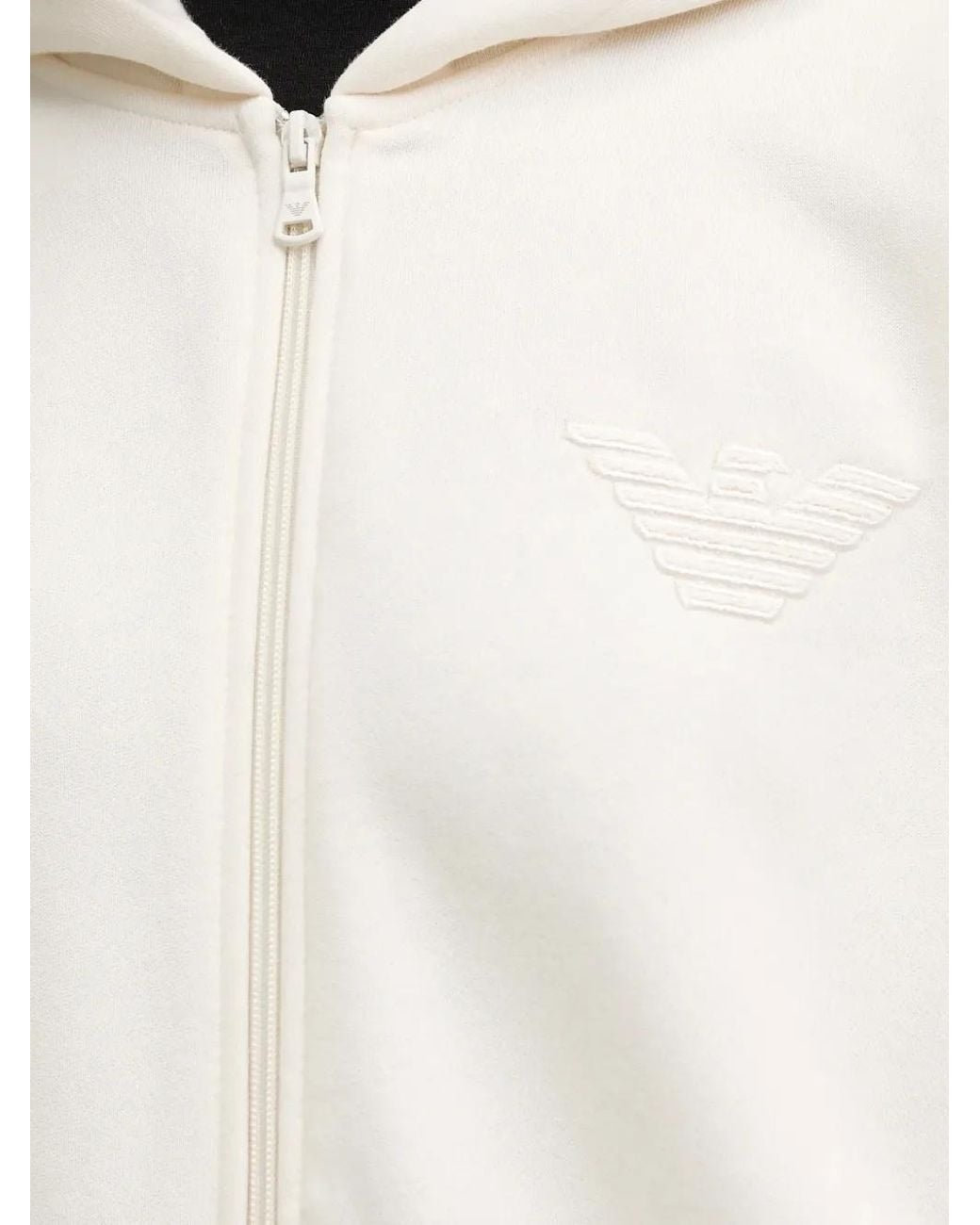 Emporio Armani White Zip-Up Hoodie