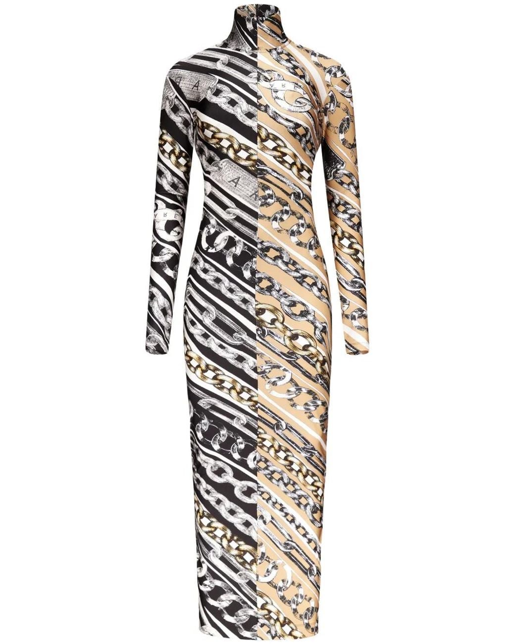 Vestido Con Cadena Estampada Area de color White