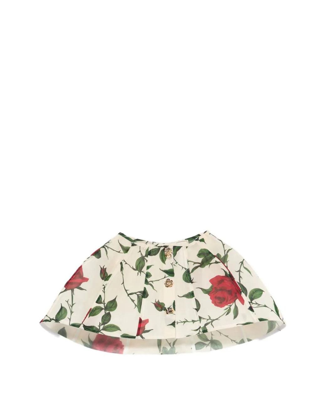 Blumarine Metallic Rose-Print Pleated Mini Skirt
