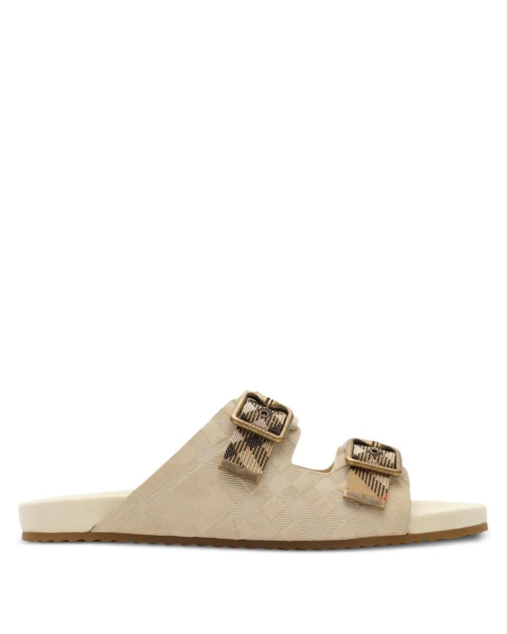 Burberry White Check Buckle Straps Sandals for men