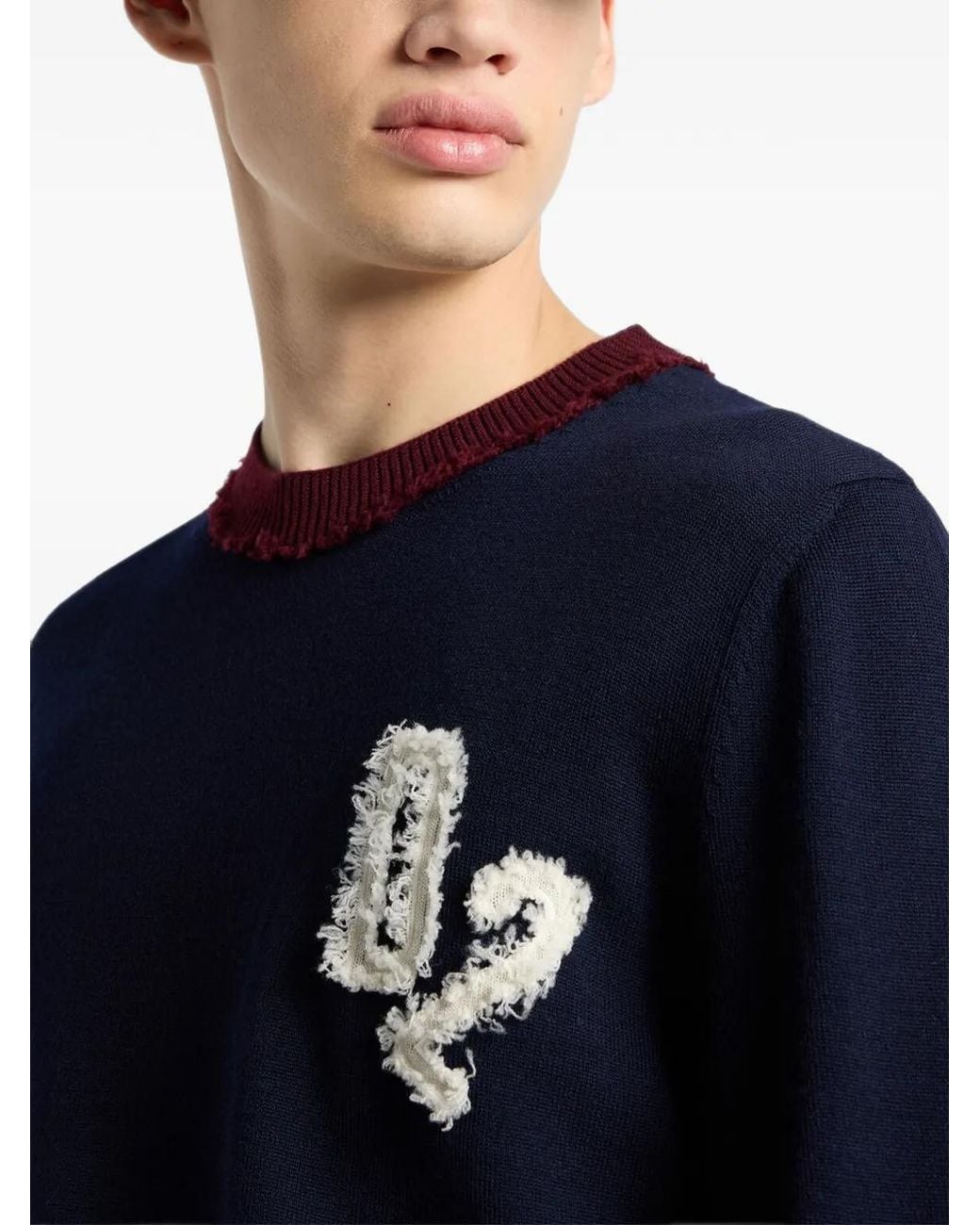 DSquared² Blue College Wool Sweater for men