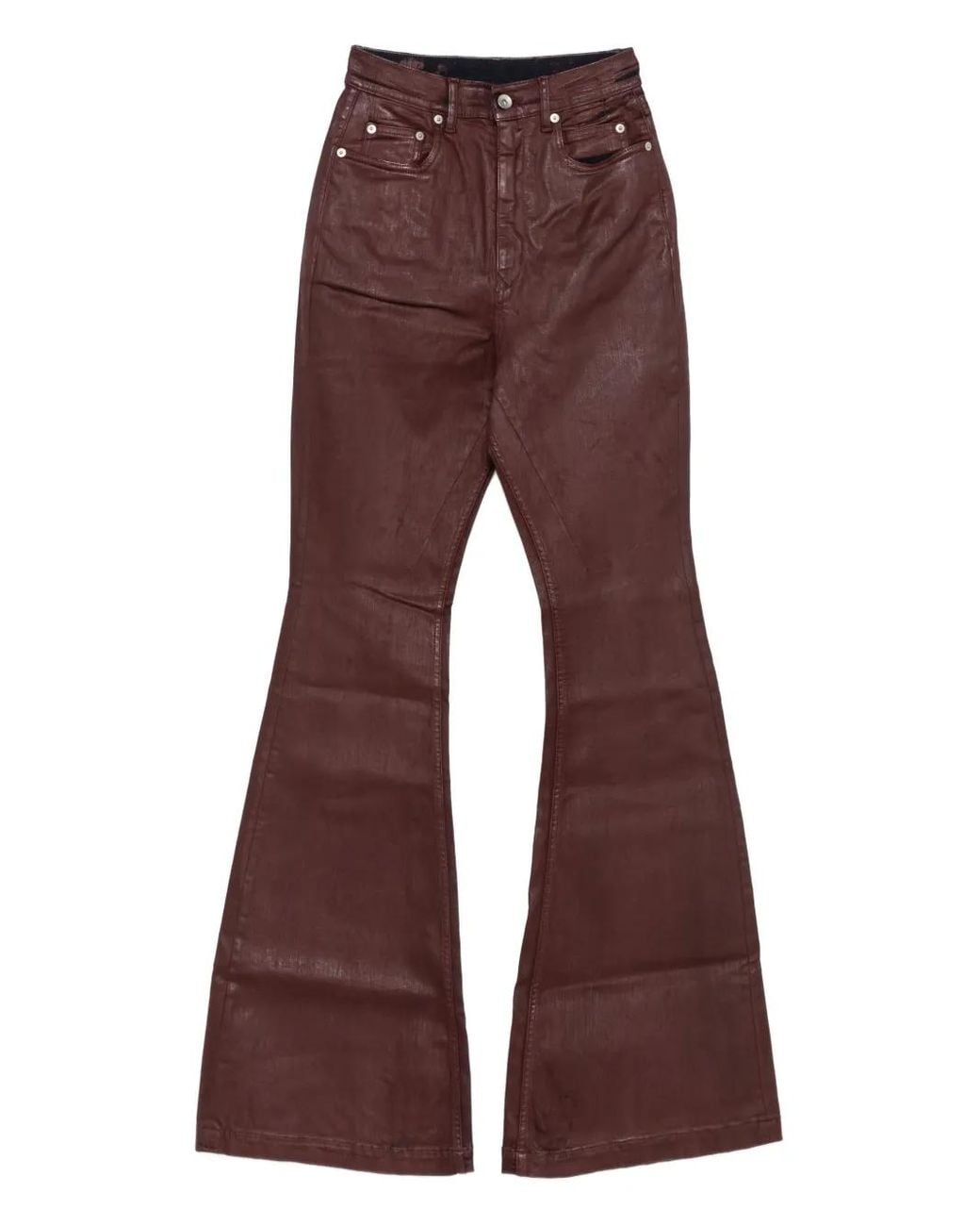 Rick Owens Brown Bolan Wax-Coated Jeans