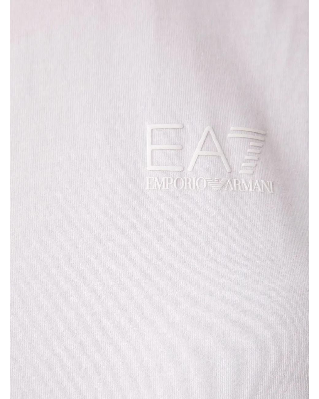 EA7 White Logo-Print Drop-Shoulder T-Shirt