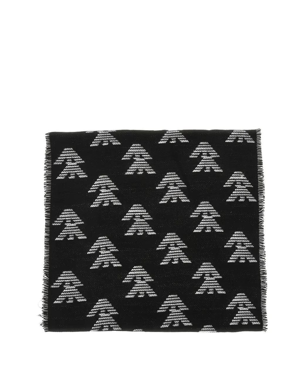 Emporio Armani Black Eagle Logo Frayed Scarf