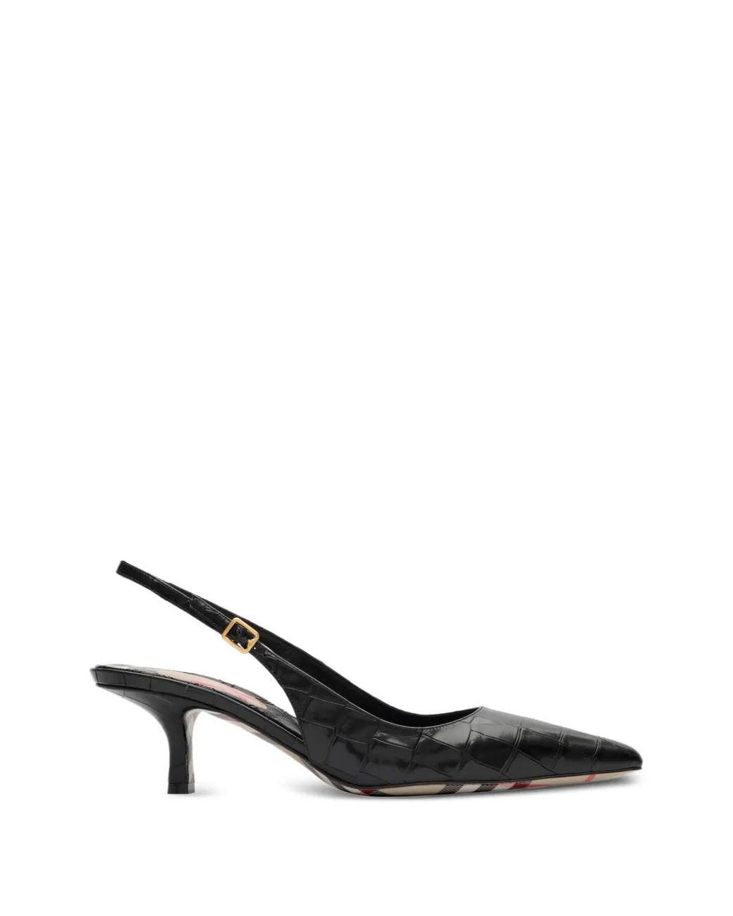 Burberry Black Crocodile-Effect Leather Dame Slingback Pumps