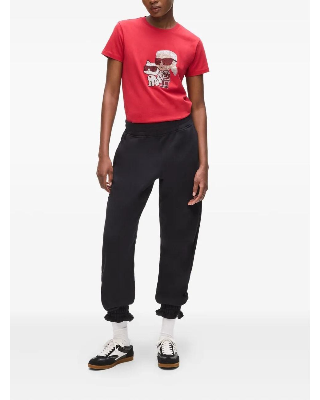 Karl Lagerfeld Black Ikon Patch Cinched Track Pants